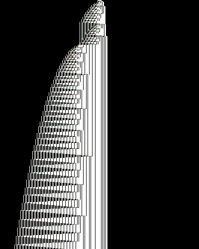 space-time diagram from the blank tape, steps 0 to 10,000
