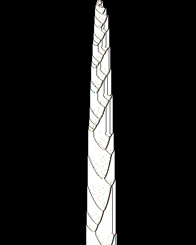 space-time diagram from the blank tape, steps 0 to 10,000