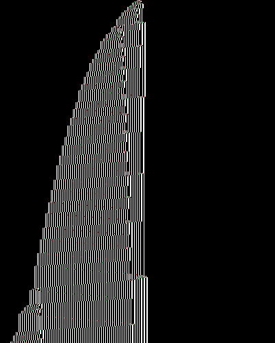 space-time diagram from the blank tape, steps 0 to 10,000