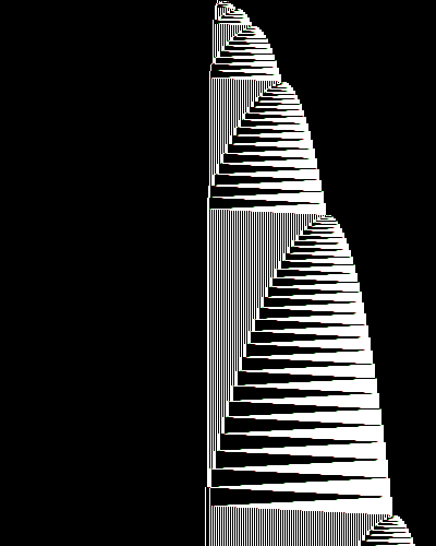 space-time diagram from the blank tape, steps 0 to 10,000