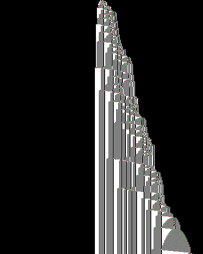 space-time diagram from the blank tape, steps 0 to 10,000