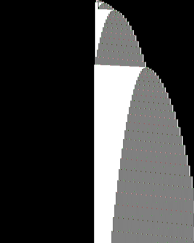 space-time diagram from the blank tape, steps 0 to 10,000