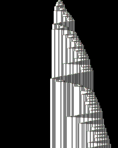 space-time diagram from the blank tape, steps 0 to 10,000