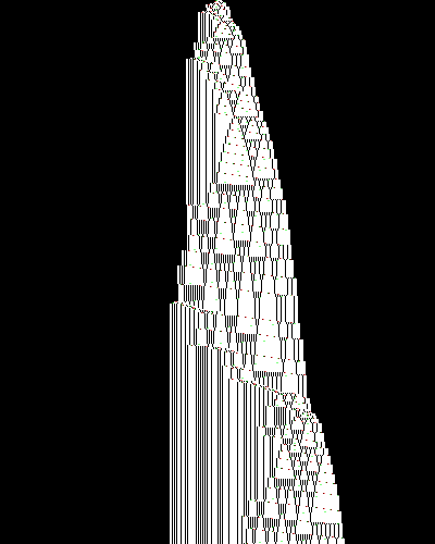 space-time diagram from the blank tape, steps 0 to 10,000
