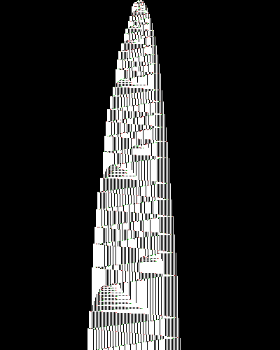 space-time diagram from the blank tape, steps 0 to 10,000