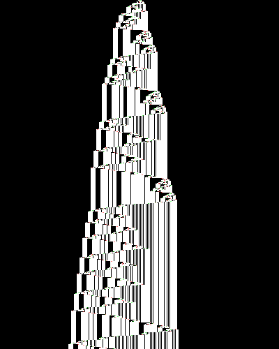 space-time diagram from the blank tape, steps 0 to 10,000