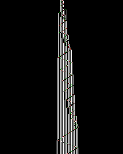 space-time diagram from the blank tape, steps 0 to 10,000