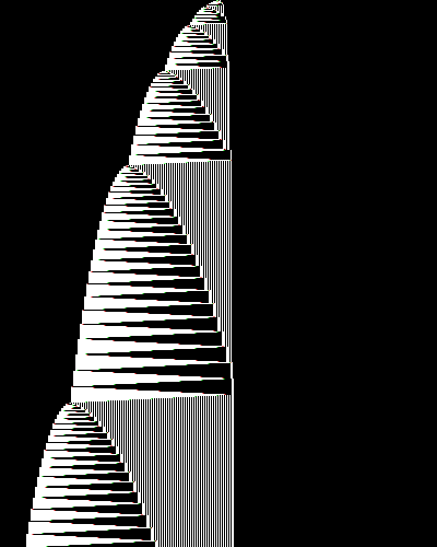 space-time diagram from the blank tape, steps 0 to 10,000