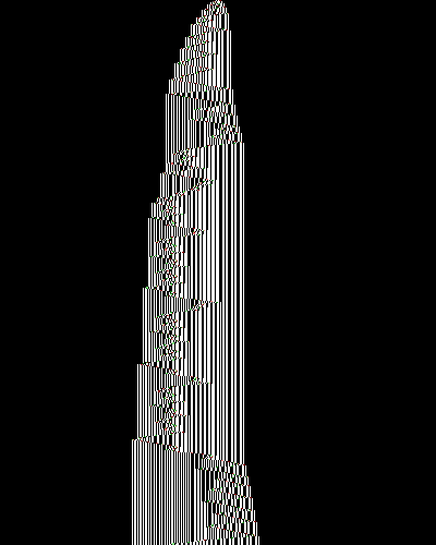 space-time diagram from the blank tape, steps 0 to 10,000