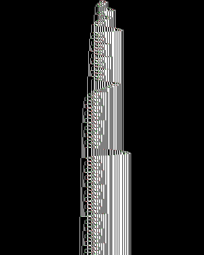 space-time diagram from the blank tape, steps 0 to 10,000