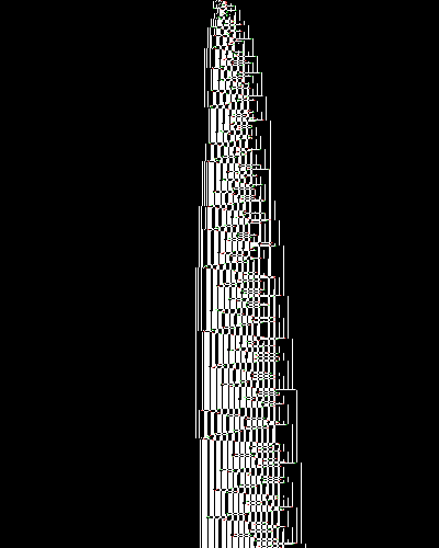 space-time diagram from the blank tape, steps 0 to 10,000
