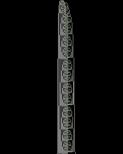 space-time diagram from the blank tape, steps 0 to 10,000