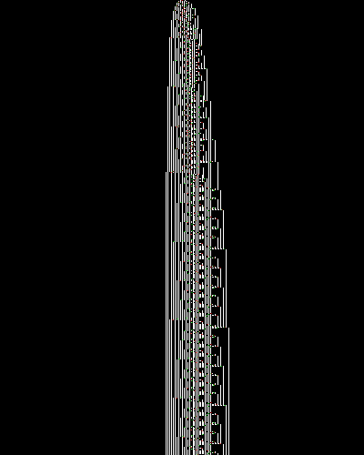 space-time diagram from the blank tape, steps 0 to 10,000