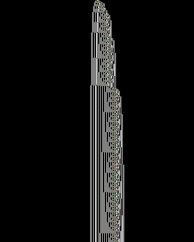 space-time diagram from the blank tape, steps 0 to 10,000