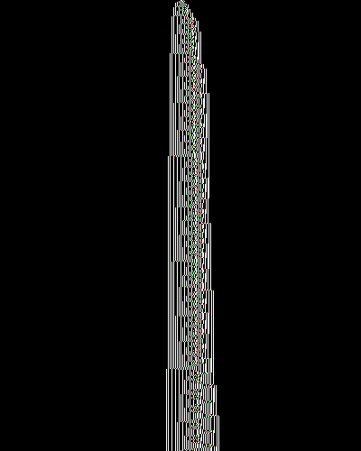 space-time diagram from the blank tape, steps 0 to 10,000