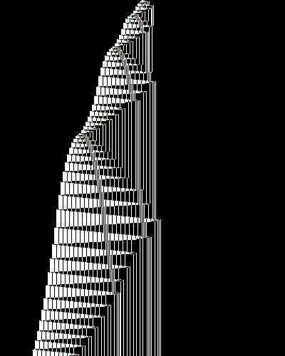 space-time diagram from the blank tape, steps 0 to 10,000