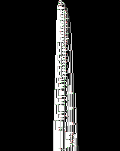 space-time diagram from the blank tape, steps 0 to 10,000
