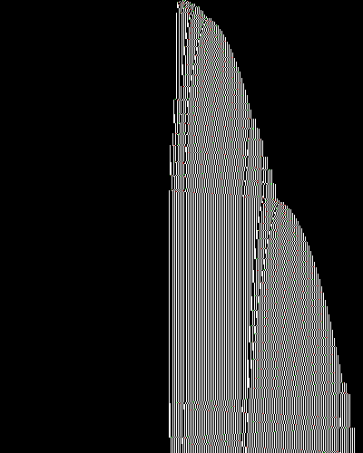 space-time diagram from the blank tape, steps 0 to 10,000