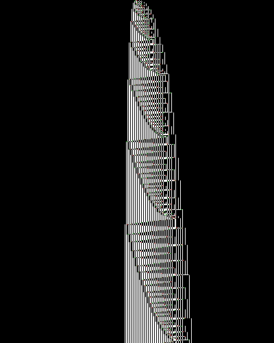 space-time diagram from the blank tape, steps 0 to 10,000