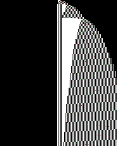 space-time diagram from the blank tape, steps 0 to 10,000