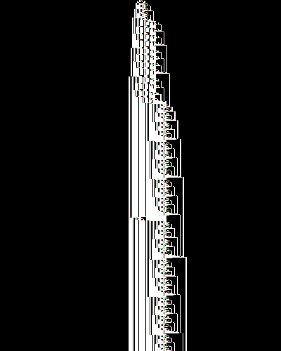 space-time diagram from the blank tape, steps 0 to 10,000
