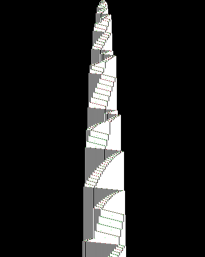space-time diagram from the blank tape, steps 0 to 10,000