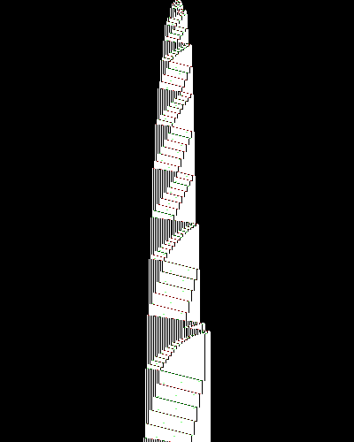 space-time diagram from the blank tape, steps 0 to 10,000