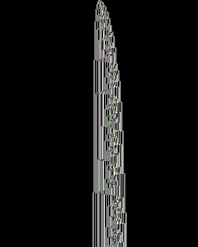 space-time diagram from the blank tape, steps 0 to 10,000