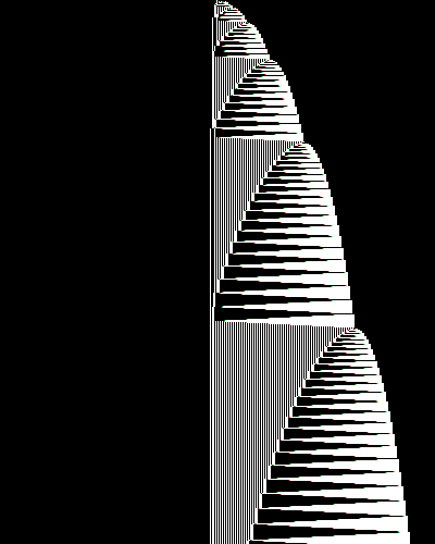 space-time diagram from the blank tape, steps 0 to 10,000