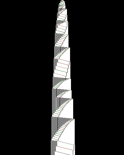 space-time diagram from the blank tape, steps 0 to 10,000