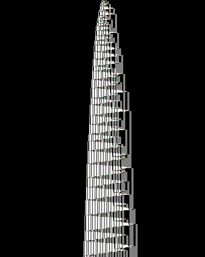 space-time diagram from the blank tape, steps 0 to 10,000