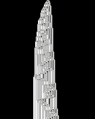 space-time diagram from the blank tape, steps 0 to 10,000