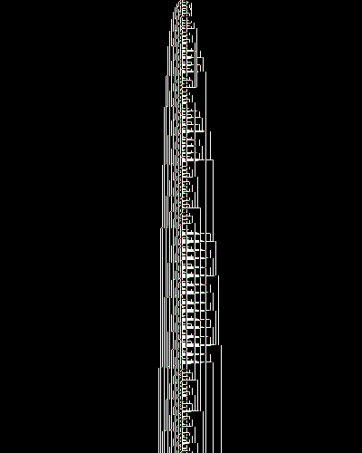 space-time diagram from the blank tape, steps 0 to 10,000