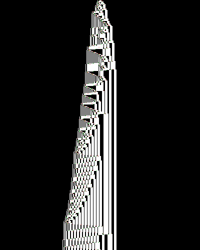 space-time diagram from the blank tape, steps 0 to 10,000