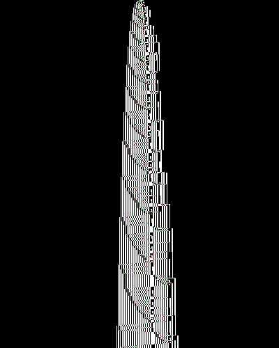 space-time diagram from the blank tape, steps 0 to 10,000