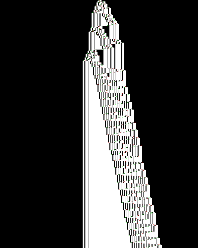 space-time diagram from the blank tape, steps 0 to 10,000