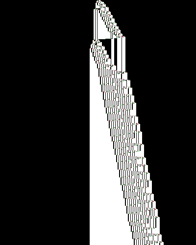 space-time diagram from the blank tape, steps 0 to 10,000