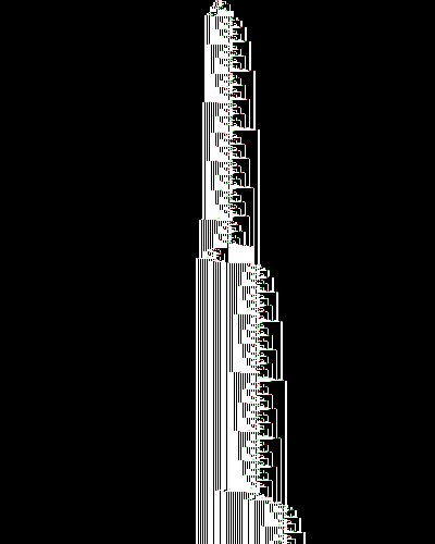 space-time diagram from the blank tape, steps 0 to 10,000