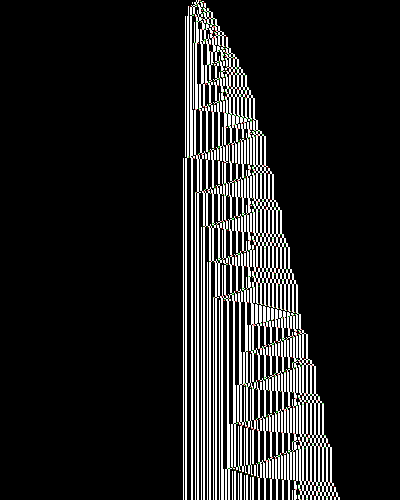 space-time diagram from the blank tape, steps 0 to 10,000