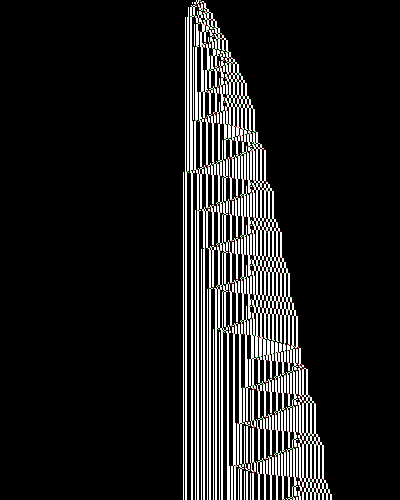 space-time diagram from the blank tape, steps 0 to 10,000
