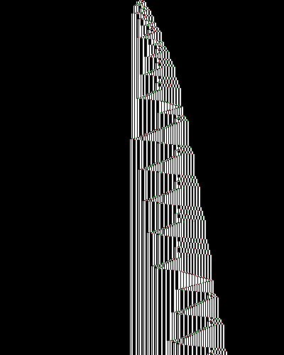 space-time diagram from the blank tape, steps 0 to 10,000