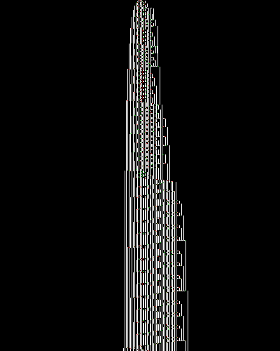 space-time diagram from the blank tape, steps 0 to 10,000