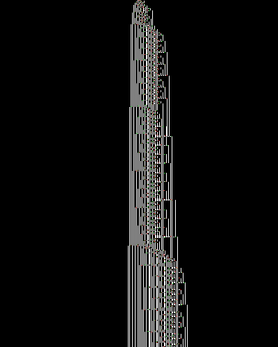 space-time diagram from the blank tape, steps 0 to 10,000