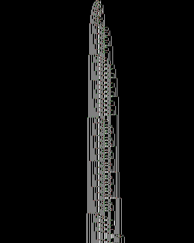space-time diagram from the blank tape, steps 0 to 10,000