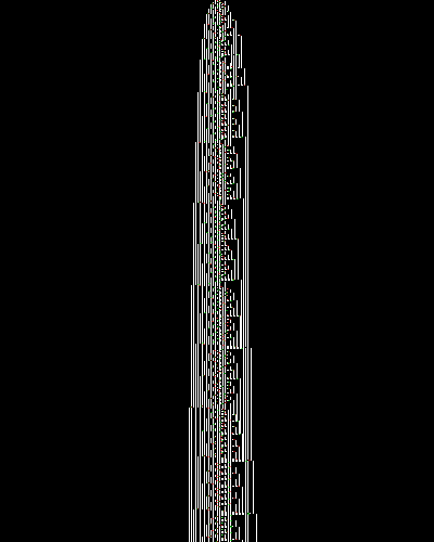 space-time diagram from the blank tape, steps 0 to 10,000