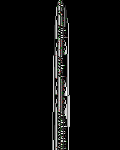 space-time diagram from the blank tape, steps 0 to 10,000