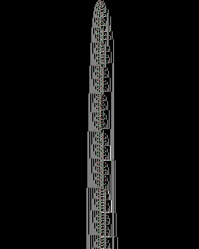 space-time diagram from the blank tape, steps 0 to 10,000