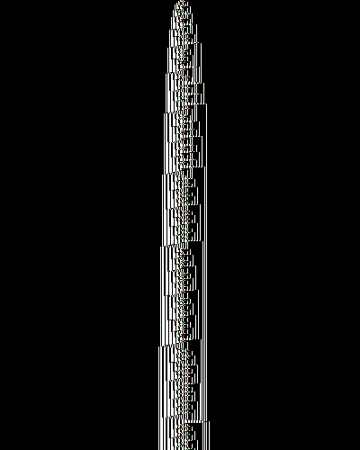 space-time diagram from the blank tape, steps 0 to 10,000