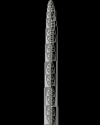 space-time diagram from the blank tape, steps 0 to 10,000