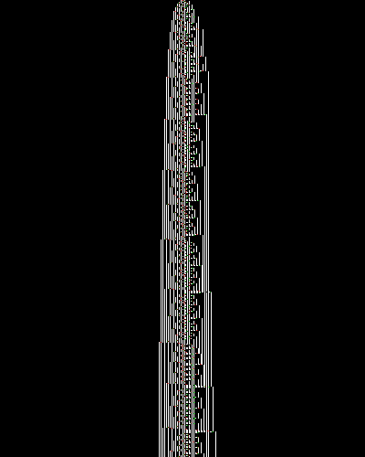 space-time diagram from the blank tape, steps 0 to 10,000